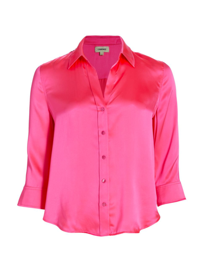 Shop L Agence Women's Dani Three-quarter Sleeve Silk Blouse In Rose