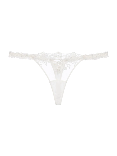 Shop La Perla Women's Zephyr Lace Thong In Off White