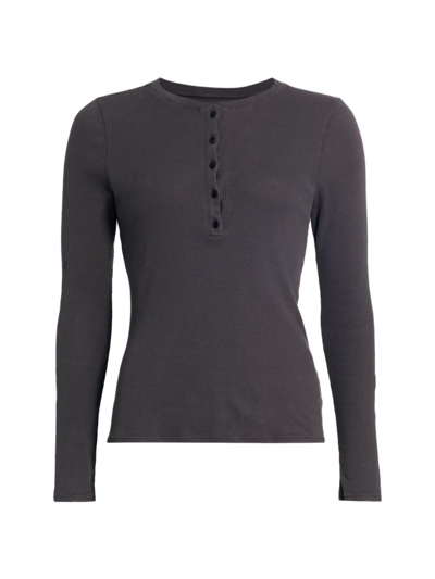 Shop Nili Lotan Women's Jordan Henley Long-sleeve T-shirt In Gunmetal