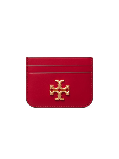 Shop Tory Burch Women's Eleanor Leather Card Case In Tory Red