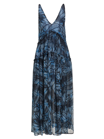 Shop Free People Women's Julianna Tiered Maxi Dress In Navy Combo
