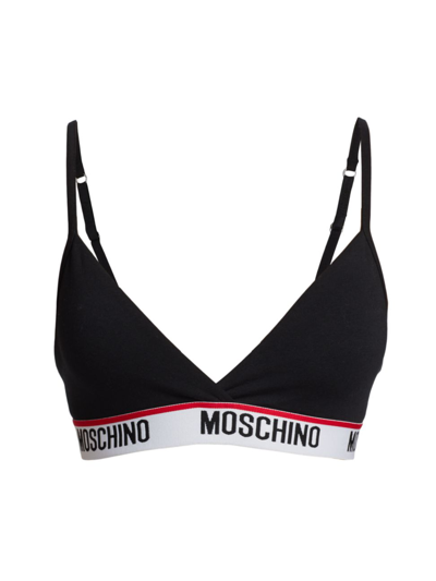 Shop Moschino Women's Triangle Logo Bralette In Black