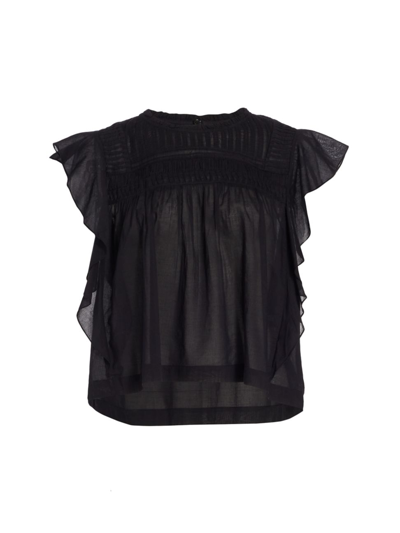 Shop Isabel Marant Étoile Women's Layona Flutter Wool-blend Top In Black