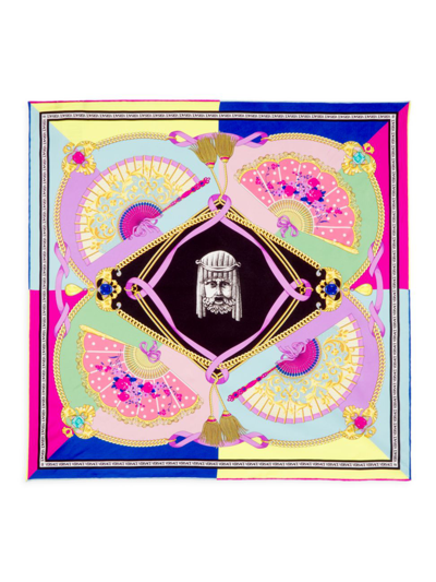 Shop Versace Women's Ventagli Print Silk Foulard In Neutral