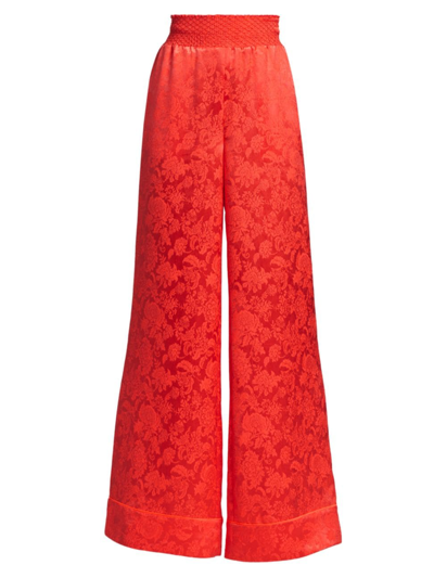 Shop Alice And Olivia Women's Willis Satin Wide-leg Pants In Bright Coral