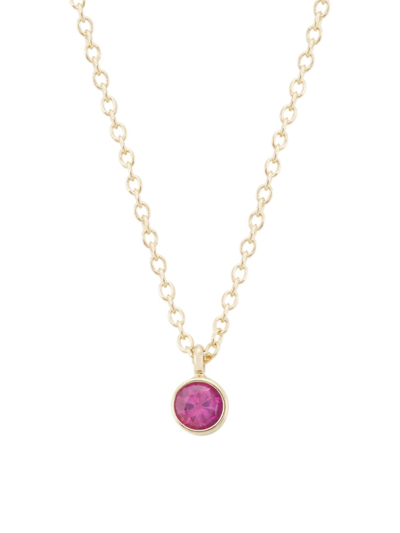 Shop Zoë Chicco Women's 14k Yellow Gold & Pink Sapphire Pendant Necklace