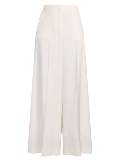 Shop Loewe Women's Pleated Wide-leg Trousers In Ivory