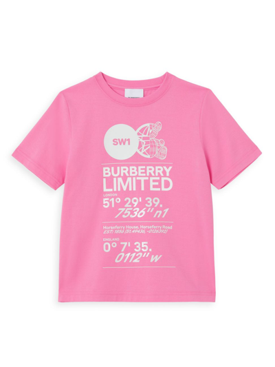 Shop Burberry Little Girl's & Girl's Logo Montage Print T-shirt In Bubblegum