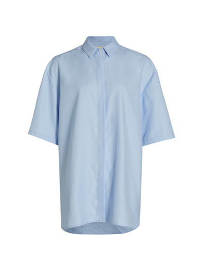 Shop Loulou Studio Women's Oversized Linen-blend Shirt In Blue