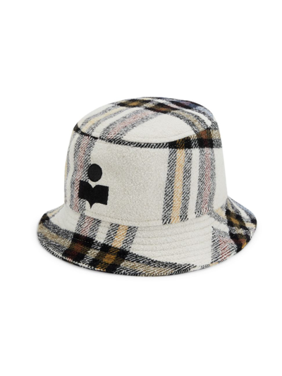 Shop Isabel Marant Men's Haleyh Check Wool Bucket Hat In Ecru