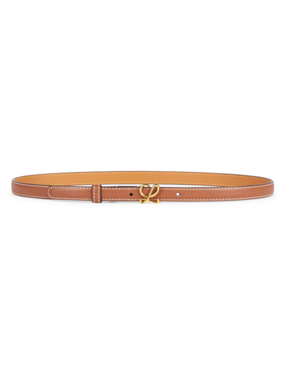 Shop Loewe Women's L Buckle Leather Belt In Tan Gold