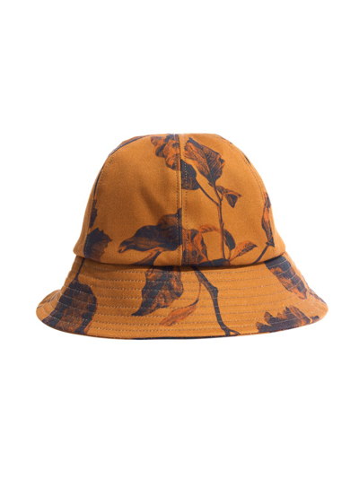 Shop Erdem Men's Leaf Print Bucket Hat In Rust