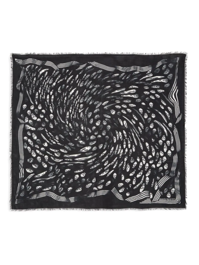 Shop Alexander Mcqueen Men's Vortex Biker Scarf In Black Ivory