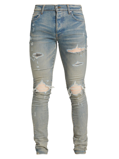 Shop Amiri Men's Mx1 Ultra-suede Skinny Jeans In Clay Indigo