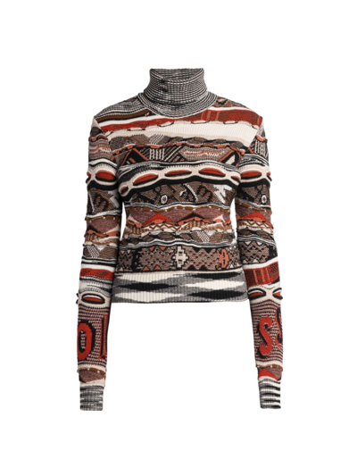 Shop Missoni Women's Mixed Stripe Turtleneck Sweater In Multicolor Brown
