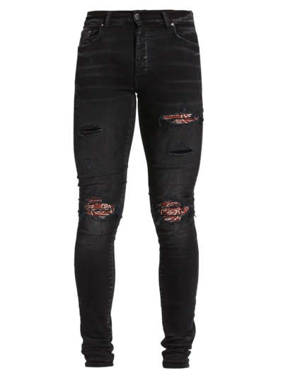 Shop Amiri Men's Mx1 Super-skinny Bandana Jeans In Black Od
