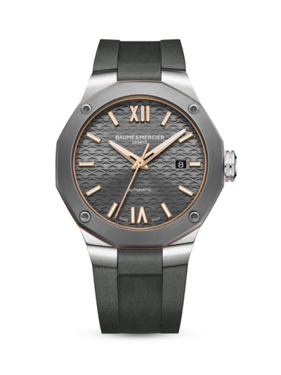 Shop Baume & Mercier Men's Riviera Stainless Steel & Rubber Watch