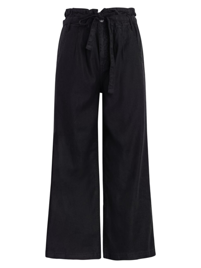 Shop Hudson Women's Belted Paper Bag Chambray Wide-leg Pants In Black Beauty