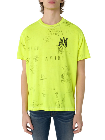 Shop Amiri Men's Army Stencil T-shirt In Lime