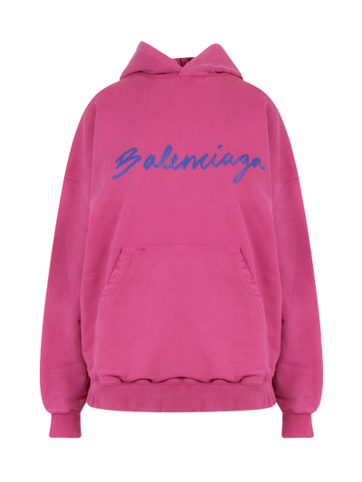 Shop Balenciaga Unisex Oversized Sweatshirt With Logo In Pink & Purple