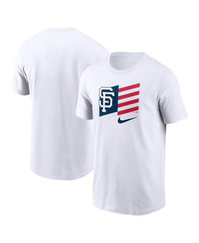Shop Nike Men's  White San Francisco Giants Americana Flag T-shirt