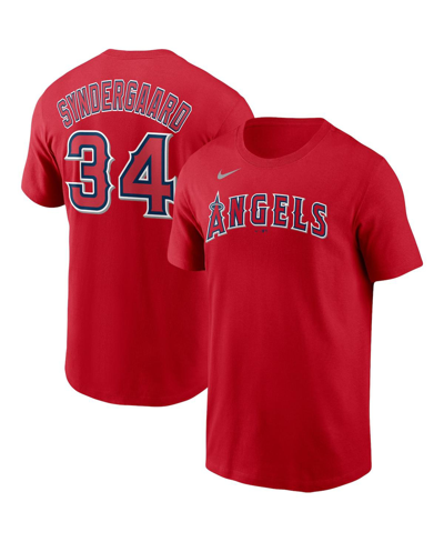 Shop Nike Men's  Noah Syndergaard Red Los Angeles Angels Name And Number T-shirt