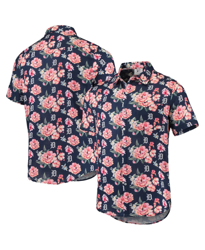 Shop Foco Men's  Navy Detroit Tigers Floral Linen Button-up Shirt