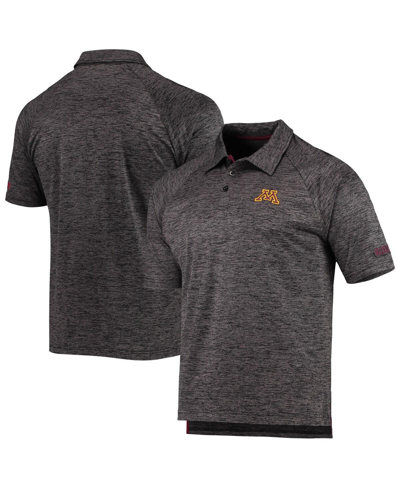 Colosseum Men's  Heathered Black Minnesota Golden Gophers Down Swing Raglan Polo Shirt In Heathered Black
