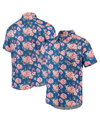 Shop Foco Men's  Royal Milwaukee Brewers Floral Linen Button-up Shirt
