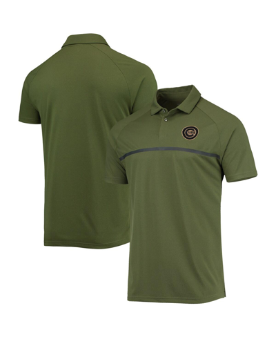 Shop Levelwear Men's  Olive Chicago Cubs Delta Sector Raglan Polo Shirt