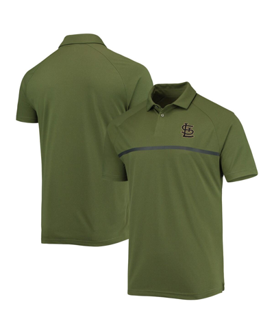 Shop Levelwear Men's  Olive St. Louis Cardinals Delta Sector Raglan Polo Shirt