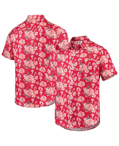 Shop Foco Men's  Red Philadelphia Phillies Floral Linen Button-up Shirt
