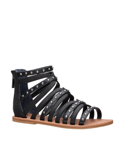 Shop Nina Little Girls Gladiator Sandals In Black Smooth