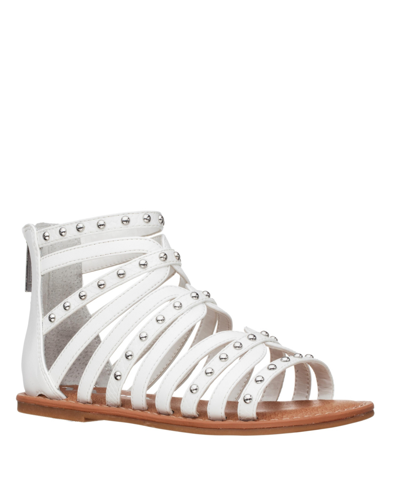 Shop Nina Big Girls Gladiator Sandals In White Smooth