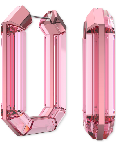 Shop Swarovski Swarovaki Silver-tone Pink Crystal Octagon Hoop Earrings