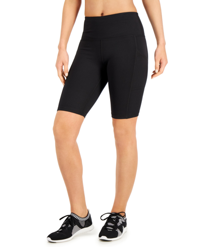Shop Id Ideology Women's Compression High-rise 10" Bike Shorts, Created For Macy's In Deep Black