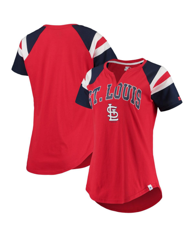 Shop Starter Women's  Red And Navy St. Louis Cardinals Game On Notch Neck Raglan T-shirt In Red/navy