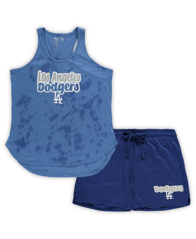 CONCEPTS SPORT WOMEN'S CONCEPTS SPORT ROYAL LOS ANGELES DODGERS PLUS SIZE CLOUD TANK TOP AND SHORTS SLEEP SET 