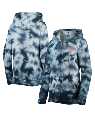 New Era Women's  Navy Boston Red Sox Tie-dye Full-zip Hoodie In Navy