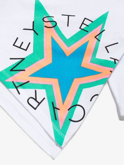 Stella Mccartney Kids White T-shirt With Multicolored Star And Round Logo In White