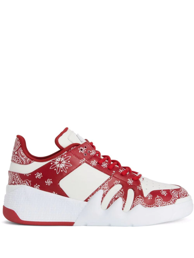 Shop Giuseppe Zanotti Talon Low-top Bandana-print Sneakers In Red