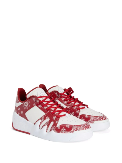 Giuseppe Zanotti Talon Low-top Bandana-print Sneakers In Red