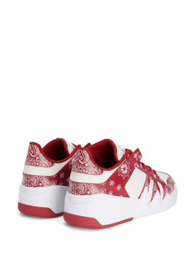 Giuseppe Zanotti Talon Low-top Bandana-print Sneakers In Red