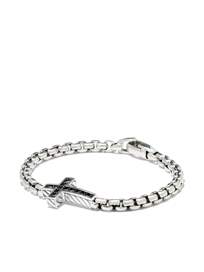 Shop David Yurman Sterling Silver Pavé Cross Diamond Bracelet