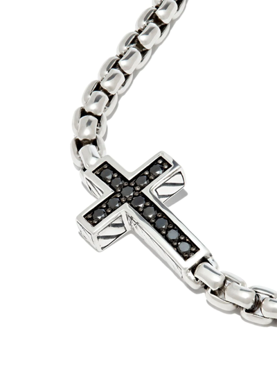 Shop David Yurman Sterling Silver Pavé Cross Diamond Bracelet