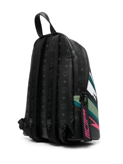 Shop Mcm Medium Stark Graphic-print Backpack In Black