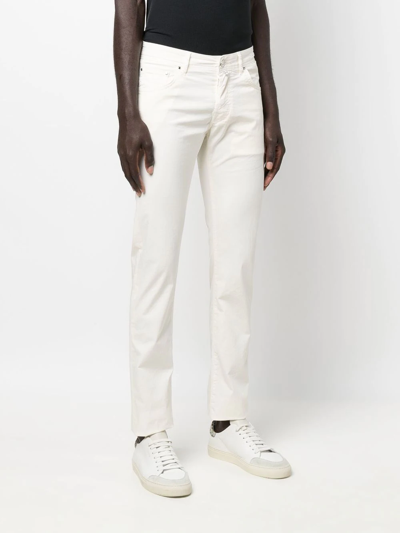 Shop Jacob Cohen Nick Straight-leg Trousers In White