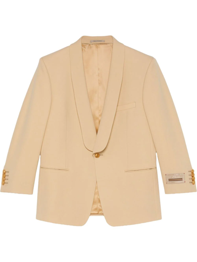 Shop Gucci Single-breasted Wool Jacket In Neutrals