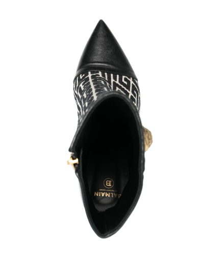 Balmain Roni Monogram Button Stiletto Booties In Black