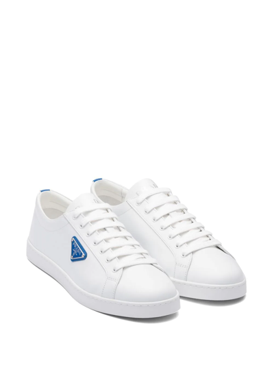 Shop Prada Logo-plaque Low-top Sneakers In White